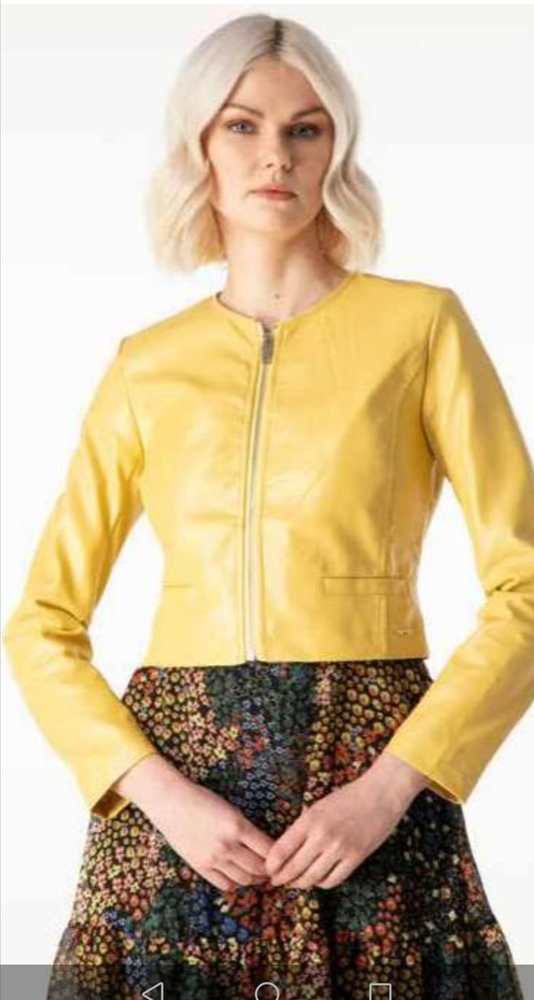 Σακκακι κοντο κιτρινο δερματινη