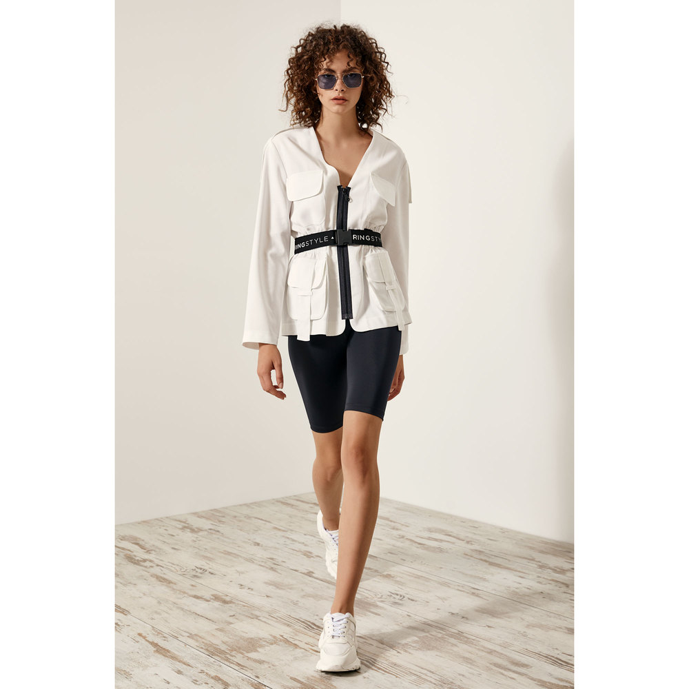 Jacket ασπρο με φερμουάρ και τσεπες