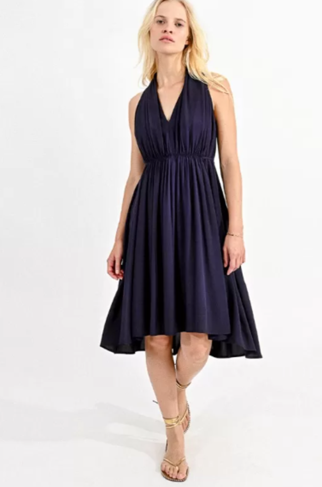 ΦΟΡΕΜΑ ΣΚΟΥΡΟ ΜΠΛΕ ΜΕ ΠΑΡΤΟΥΣ ΩΜΟΥΣ